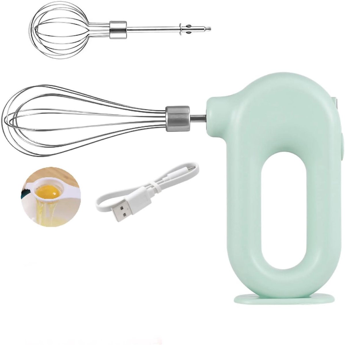 SnelShoppen - Draadloze Handmixer - USB Oplaadbare Mini Eierklopper met 4 Snelheden - Perfect voor Slagroom, Beslag en Aardappelpuree - Roze - Keukena
