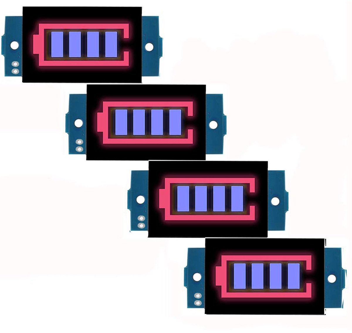 3S lithium batterijcapaciteit indicator module - 11.1V 12V 12.6V - 4 secties LED display - ShopVlot