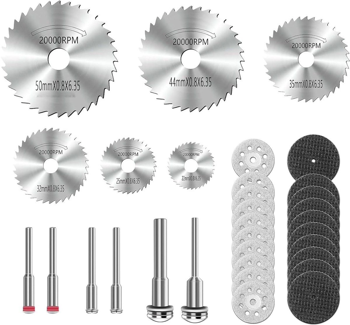 SnelShoppen - 32-delige Snijdisk Set voor Dremel en Rotatietools, Mini Diamant Snijdisk Cirkelzaagbladen, Inclusief 3 mm Shank, Voor Hout, Plastic, St