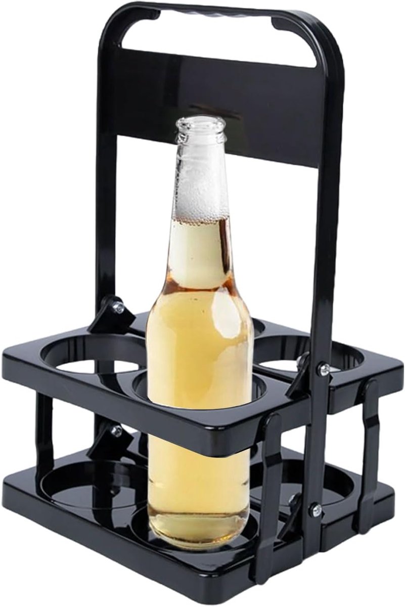SnelShoppen - Drink Carrier, Flesdrager, Waterfles Houder, Vouwbare Drinkmand, 33 x 20 x 18 cm, Voor 4 Flessen, Duurzaam Plastic, Voor Veilig Transpor