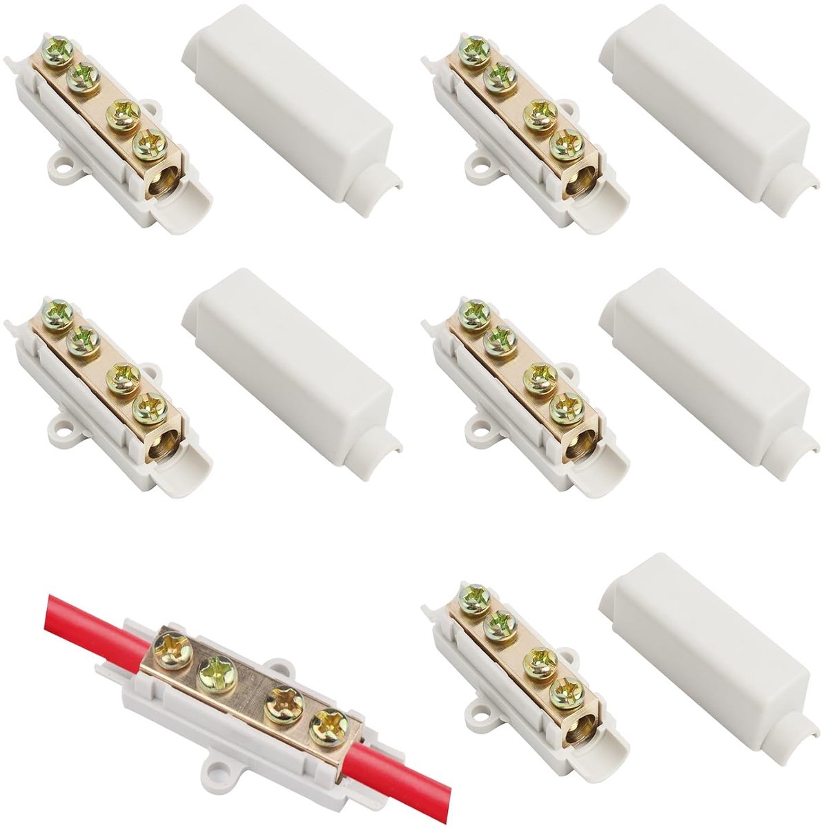 Klemmenblok 5 stuks - Dubbele schroef messing connector - Junction box voor 2.5-16 kabels - ShopVlot