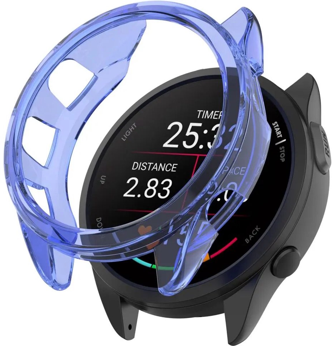 Hoesje Geschikt voor Garmin Forerunner 165 - TPU Bumper Case - Transparant Blauw
