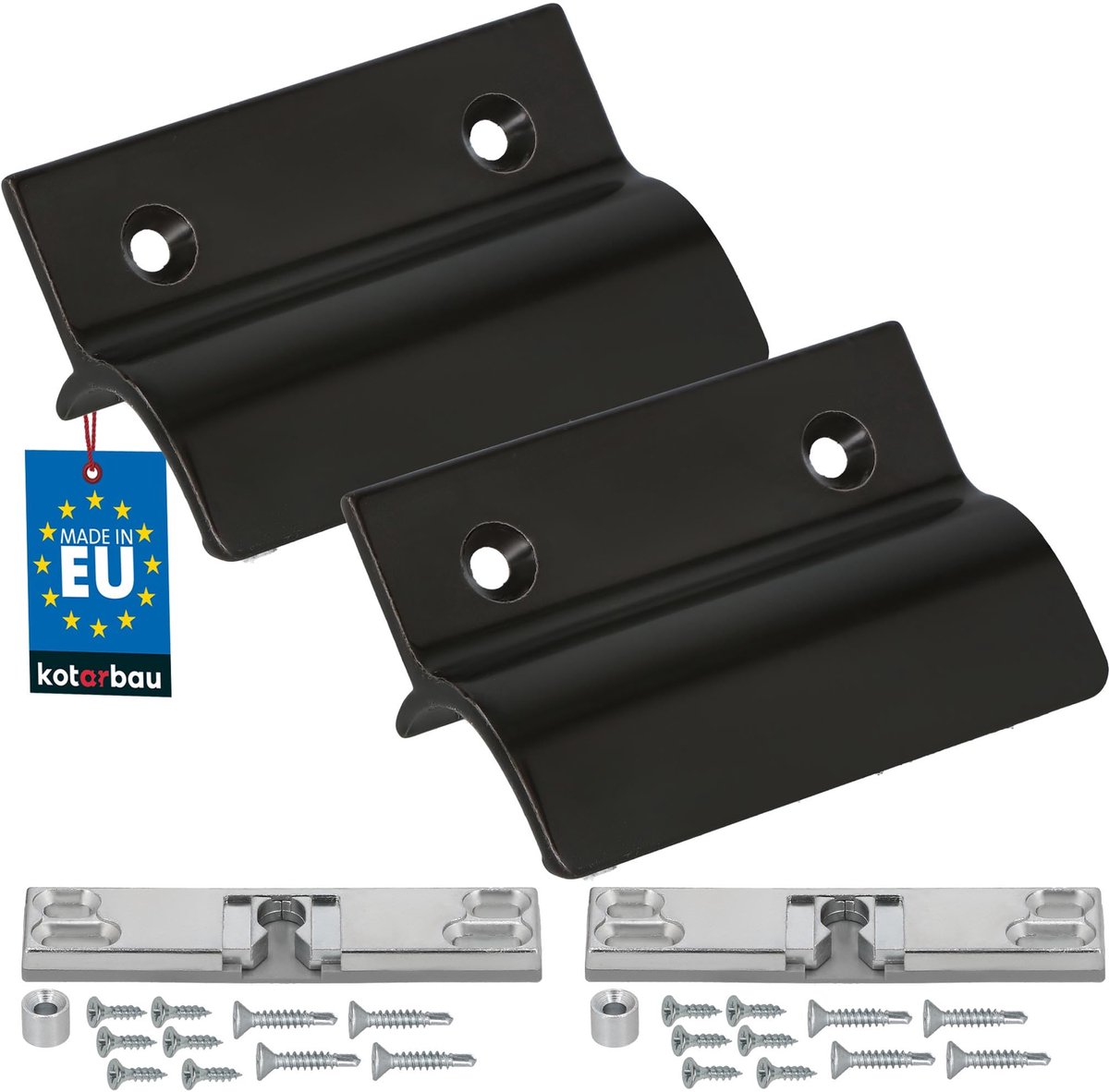 KOTARBAU® 2 Stuks - Balkondeurgreep - Terrasdeurgreep - met Balkondeur Snapper - Bruin - Deurgreep Balkon - Terrasdeurgreep met Afstandhouder - Aluminium