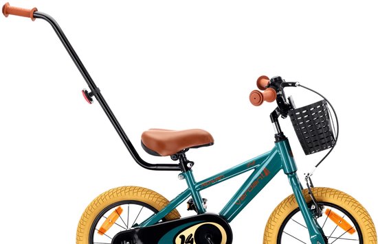 Verdant Bike Kinderfiets voor jongens 14 inch Donkergroen, leeftijd 3 tot 5 jaar, met zijwieltjes, duwstang, handrem van Verdant Bike — afbeelding 2