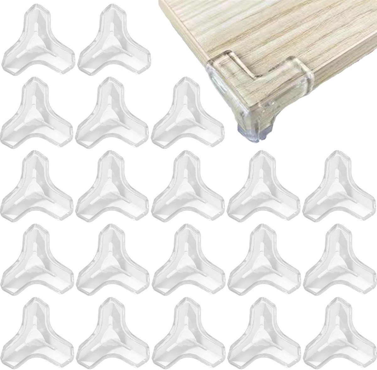 Set van 20 Transparante Hoekbeschermers van Zacht Silicoon, Zelfklevende Randenbescherming voor Baby's en Kinderen, Veiligheid en Schokabsorptie