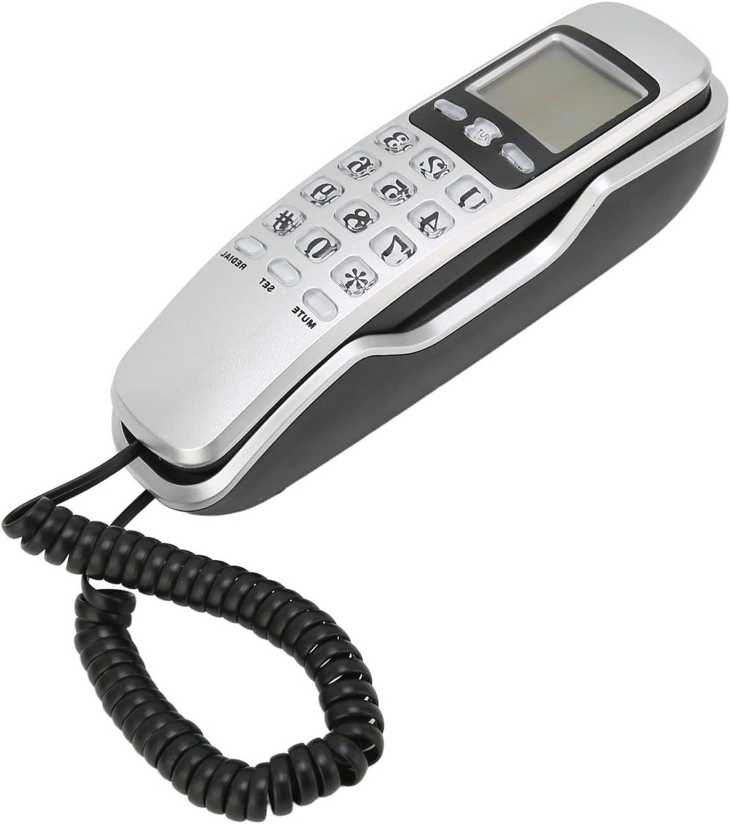 Vaste Telefoon - Wandtelefoon Bureau Telefoon - Thuis Kantoor - Nummerherkenning LCD - 19 cm - Zilver