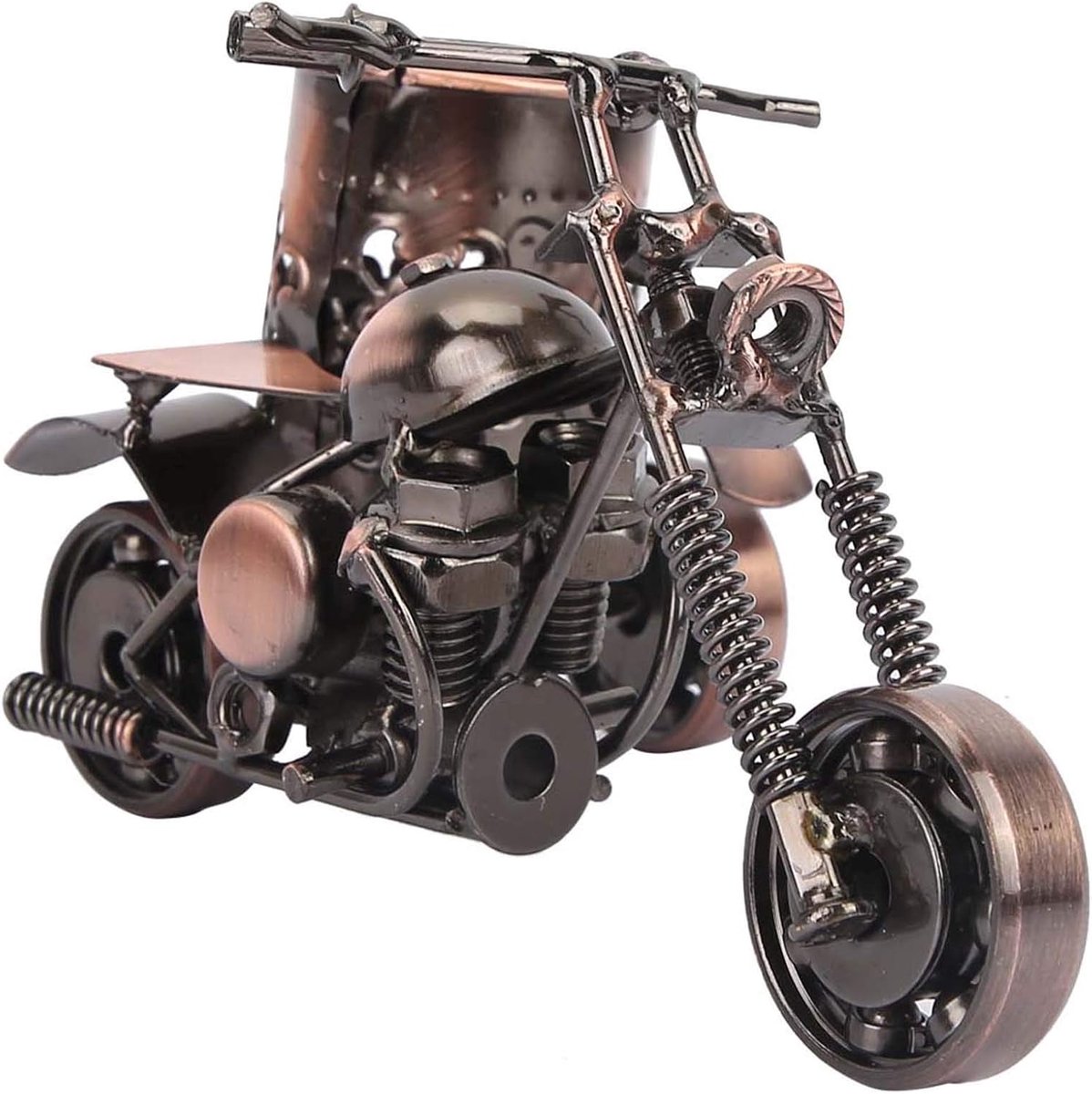 SnelShoppen - Vintage Motorfiets Penhouder - Metaal Penhouder Ornament voor Kantoor en Thuisdecoratie - Uniek en Handgemaakt - Ideaal voor Feesten en