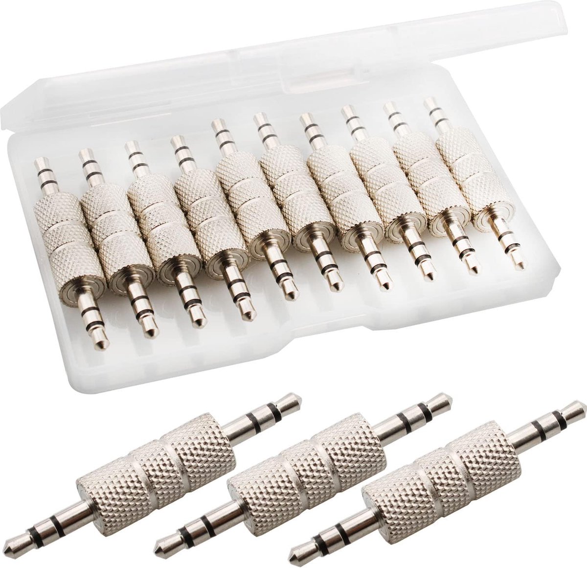 Audio adapter 3,5 mm - 10 stuks - metalen pluggen - perfect voor headset verbinding - ShopVlot