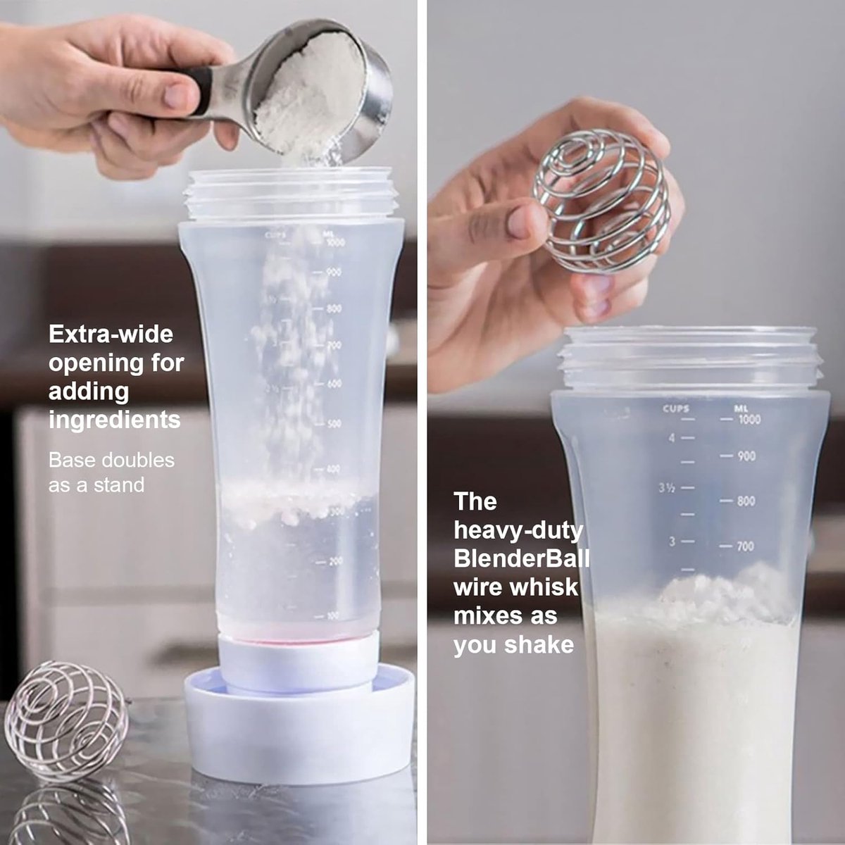 SnelShoppen - Batter Dispenser voor Bakken 1000ML, Multifunctionele Handheld Deegverdeler met RVS Roerbal voor Cupcakes, Muffins, Wafels, Keukenaccess