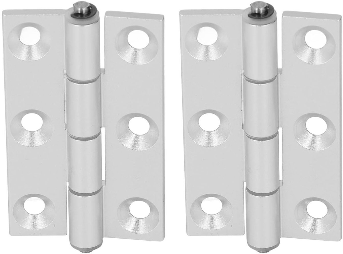 SnelShoppen - Flat Hinge 2 Stuks Versterkte Aluminium Scharnieren met Kunststof Bushing As, 78 x 48 mm, Lichtgewicht en Duurzaam voor Meubelbouw en Kl