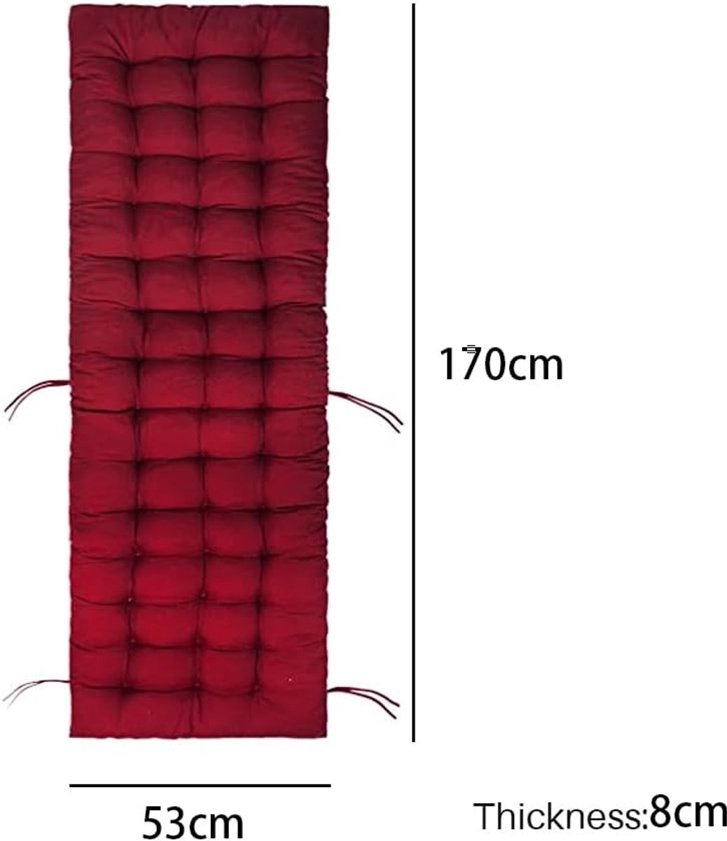 SnelShoppen - Tuinstoel Kussens met Antislip Design en Bevestigingsriemen - Chaise Longue Kussen voor Tuin, Balkon, Lounge Stoelen - Bordeaux, 6 Paar