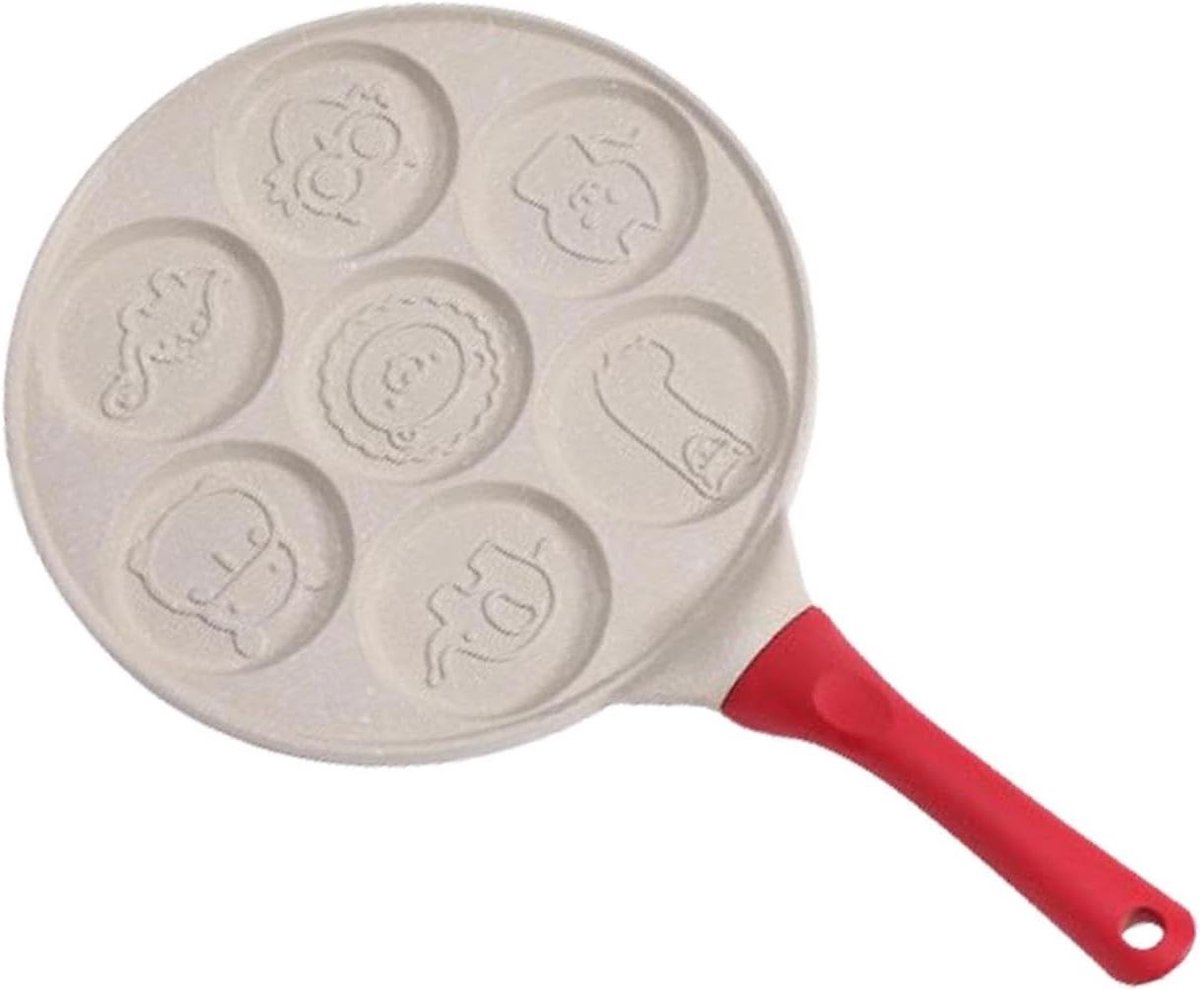 Koekenpan met 4 holtes - Eierpan Pannenkoekenpan - Ontbijt Bakken - Natuurlijke steen coating - 45.5x27cm - Beige