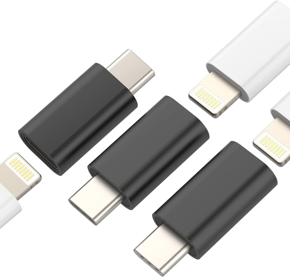 SnelShoppen - Lightning naar USB C Mannen Oplaadkabel, Adapter (3 Stuks), iPhone Oplaadkabel, Jack naar Type C Stekker, Oplaadaccessoires, Voedingskit