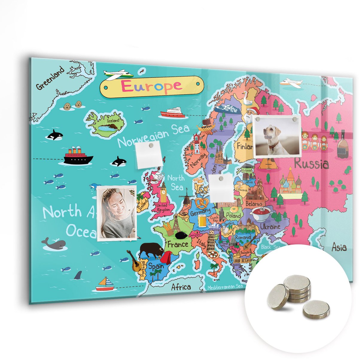 Coloray Glazen Magneetbord - Magnetisch Bord Houtstructuur - 90x60 cm - Veelkleurig Magneetbord - Magnetic Board - Magnetisch Wandbord
