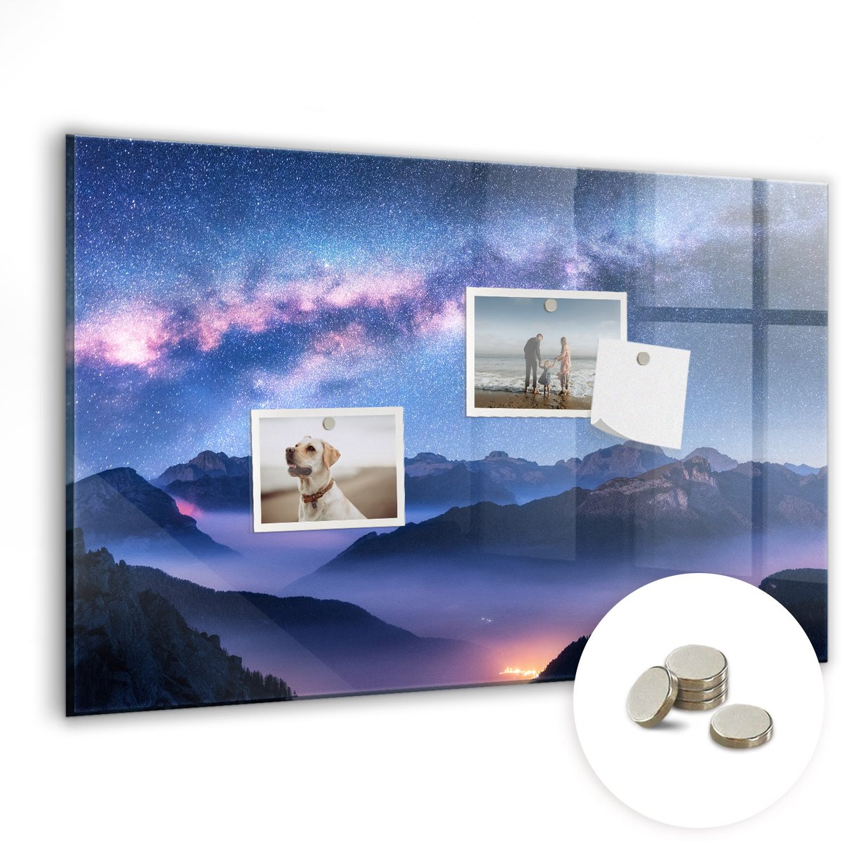 Coloray Glazen Magneetbord - Magnetisch Bord Melkweg - 60x40 cm - Paars Magneetbord - Magnetic Board - Glazen Magneetbord