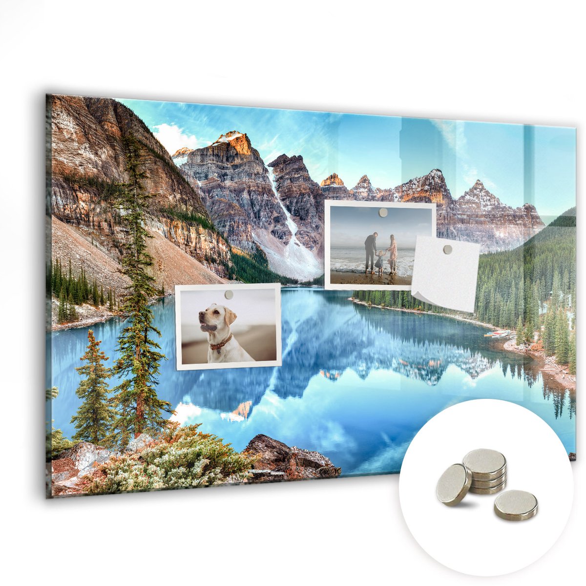Coloray Glazen Magneetbord - Magnetisch Bord Berglandschap - 60x40 cm - Veelkleurig Magneetbord - Magnetic Board - Woonkamer Decoratie