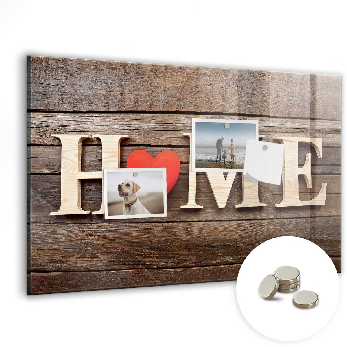 Coloray Glazen Magneetbord - Magnetisch Bord Het opschrift "huis" - 60x40 cm - Veelkleurig Magneetbord - Magnetic Board - Magnetisch Wandbord