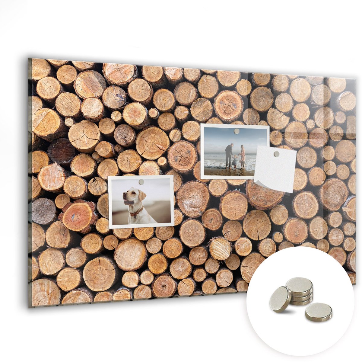 Coloray Glazen Magneetbord - Magnetisch Bord Jaarringen van bomen - 60x40 cm - Bruin Magneetbord - Magnetic Board - Magnetisch Wandbord