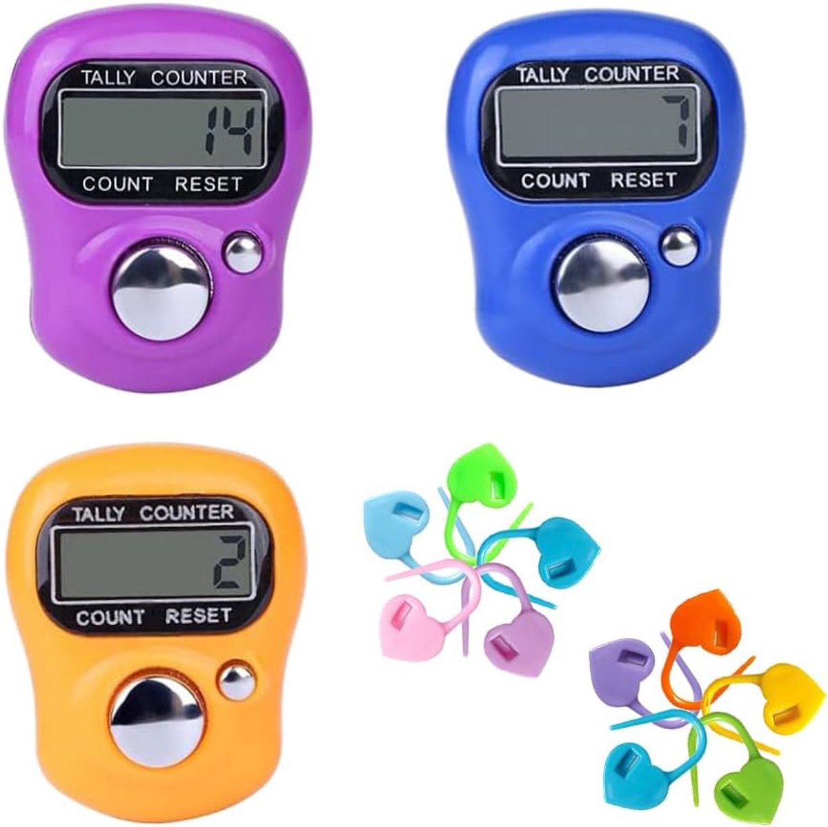 Vinger tellers 3 stuks - elektronische handteller - mini LED display - ideaal voor inventarisatie - ShopVlot