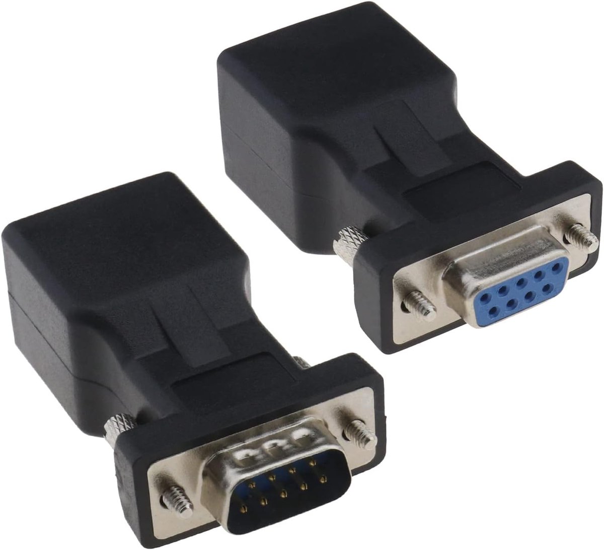 SnelShoppen - 2 Stuks 9 Pin RS232 DB9 naar RJ45 Seriële Adapter Ethernet Converter voor Standaard 9 Pin D-sub RS-232 Apparaten Laptop Printer DB9-F na