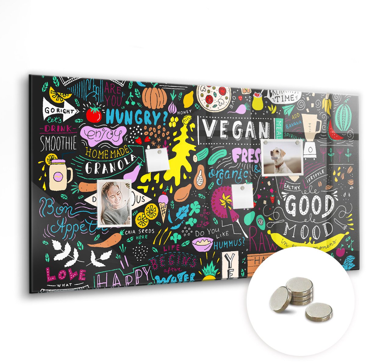 Coloray Glazen Magneetbord - Magnetisch Bord Stad 's nachts - 120x60 cm - Veelkleurig Magneetbord - Magnetic Board - Bureau Decoratie