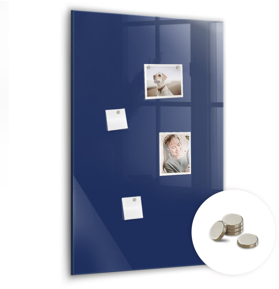 Coloray Glazen Magneetbord - Magnetisch Bord Lichtgrijze kleur - 60x90 cm - Marine Magneetbord - Magnetic Board - Bureau Decoratie