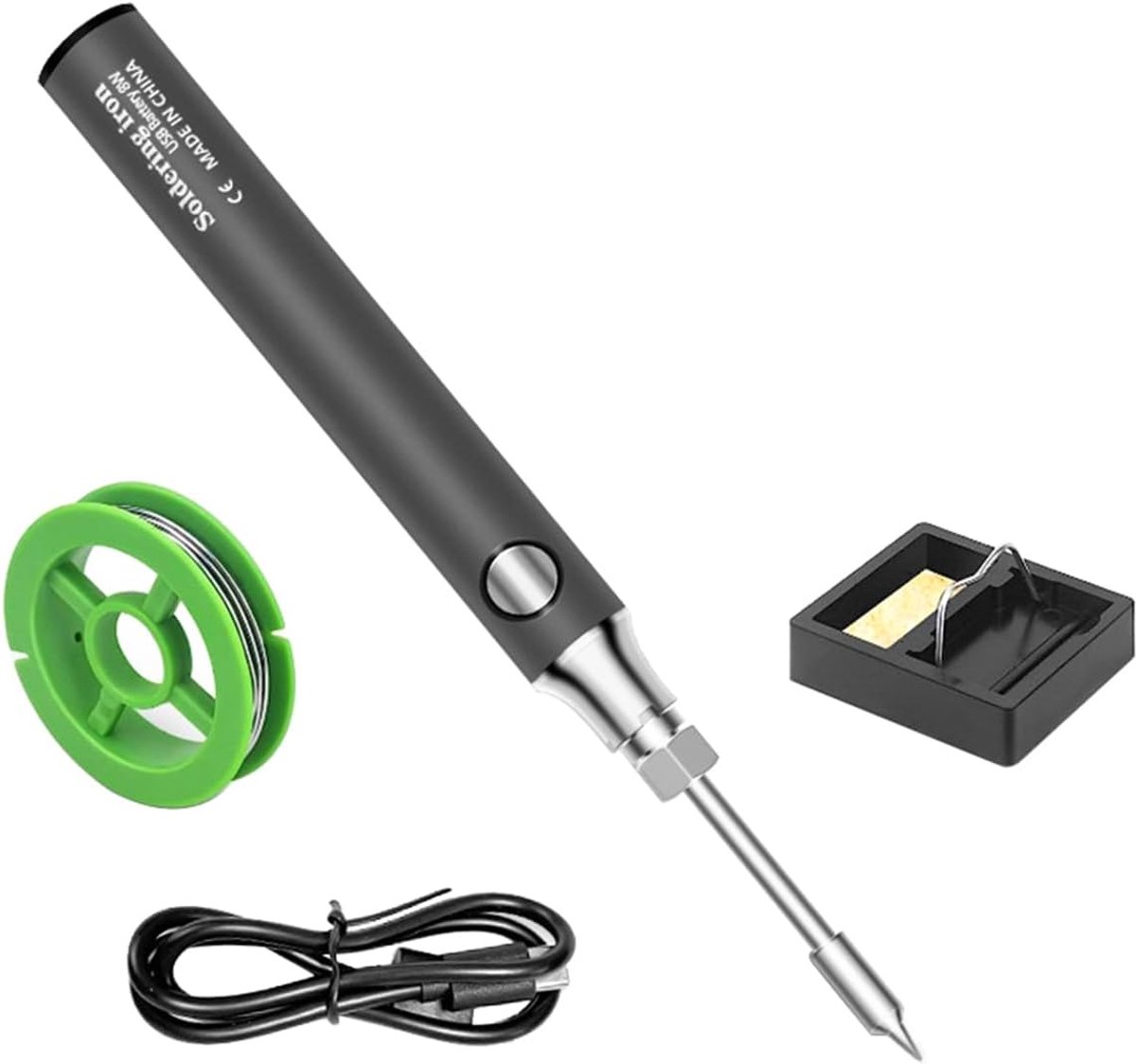 SnelShoppen - Draadloze USB Loodjespons 8W Soldering Tool met Verstelbare Temperatuur 330 tot 450°C voor Solderen en Reparatie (Grijs)