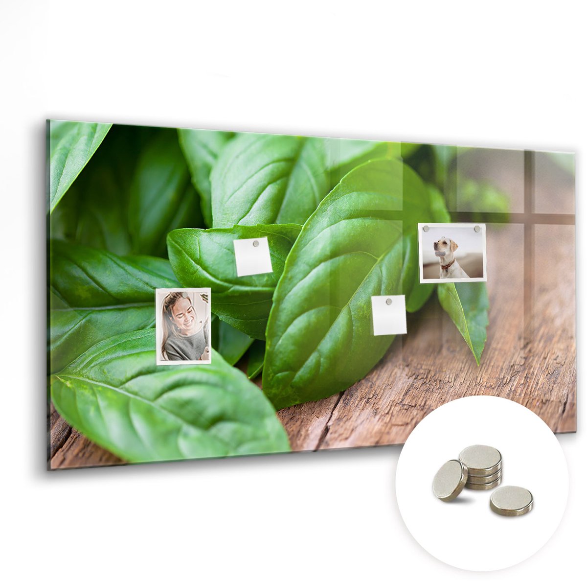 Coloray Glazen Magneetbord - Magnetisch Bord Eet smakelijk inscriptie - 120x60 cm - Groente Magneetbord - Magnetic Board - Woonkamer Decoratie