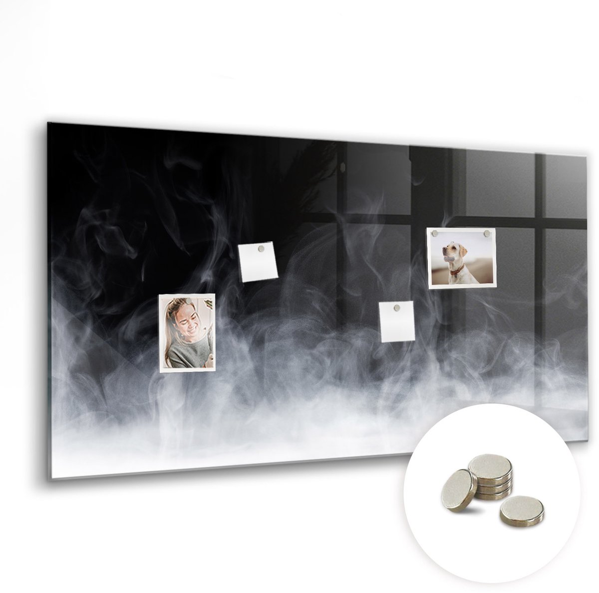 Coloray Glazen Magneetbord - Magnetisch Bord Stadslandschap - 120x60 cm - Zwart-wit Magneetbord - Magnetic Board - Wanddecoratie