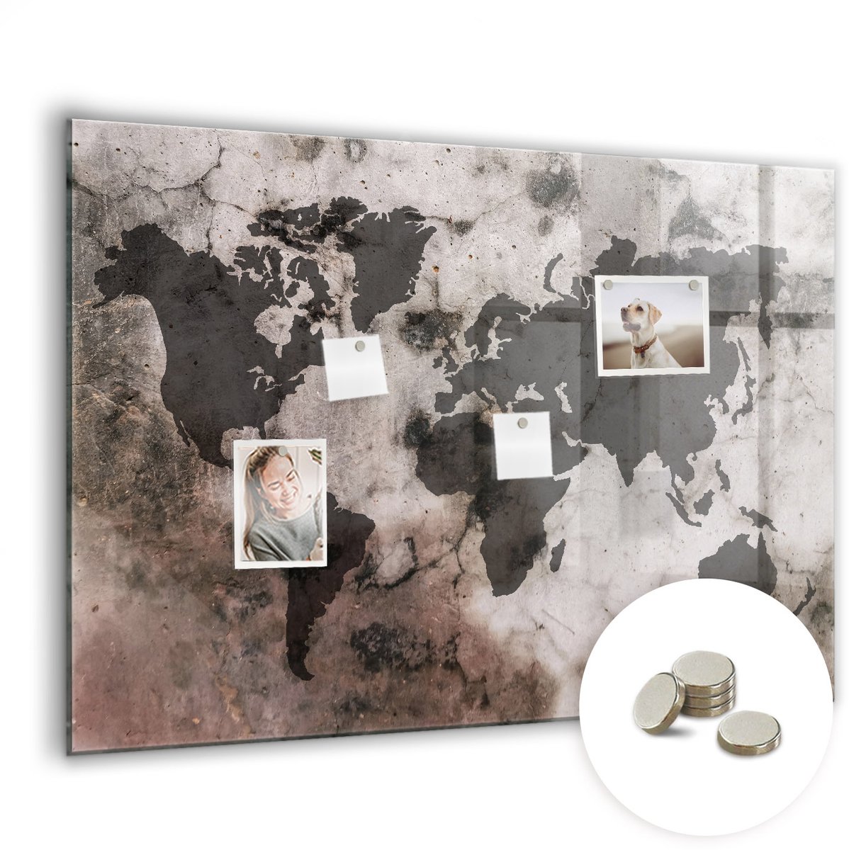 Coloray Glazen Magneetbord - Magnetisch Bord Planetenstelsel - 100x70 cm - Grijs Magneetbord - Magnetic Board - Magneetbord Design
