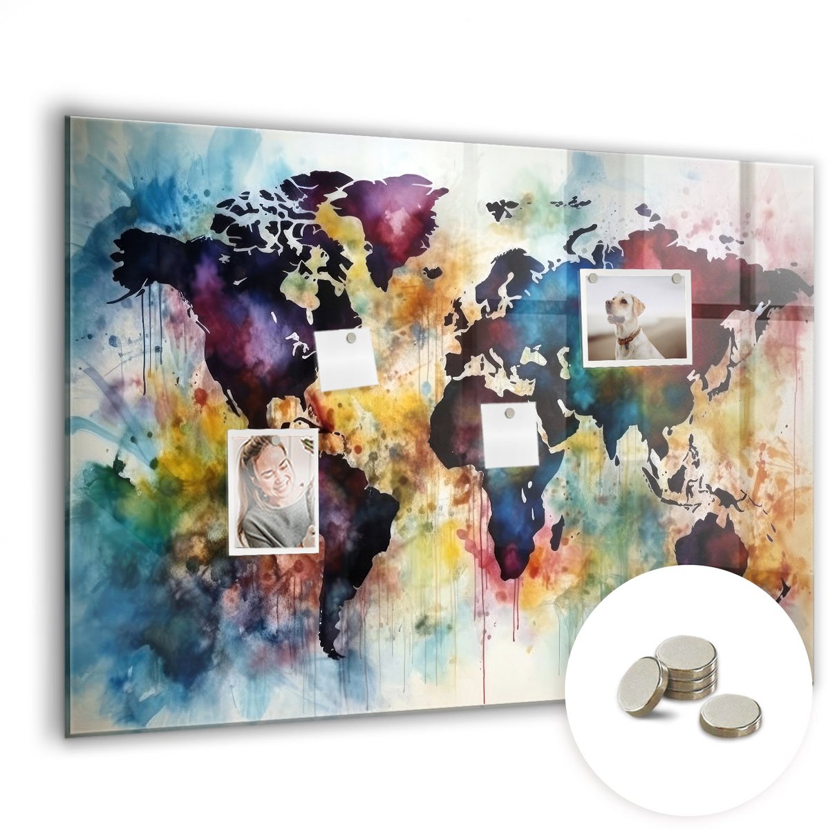 Coloray Glazen Magneetbord - Magnetisch Bord Berglandschap - 100x70 cm - Veelkleurig Magneetbord - Magnetic Board - Woonkamer Decoratie