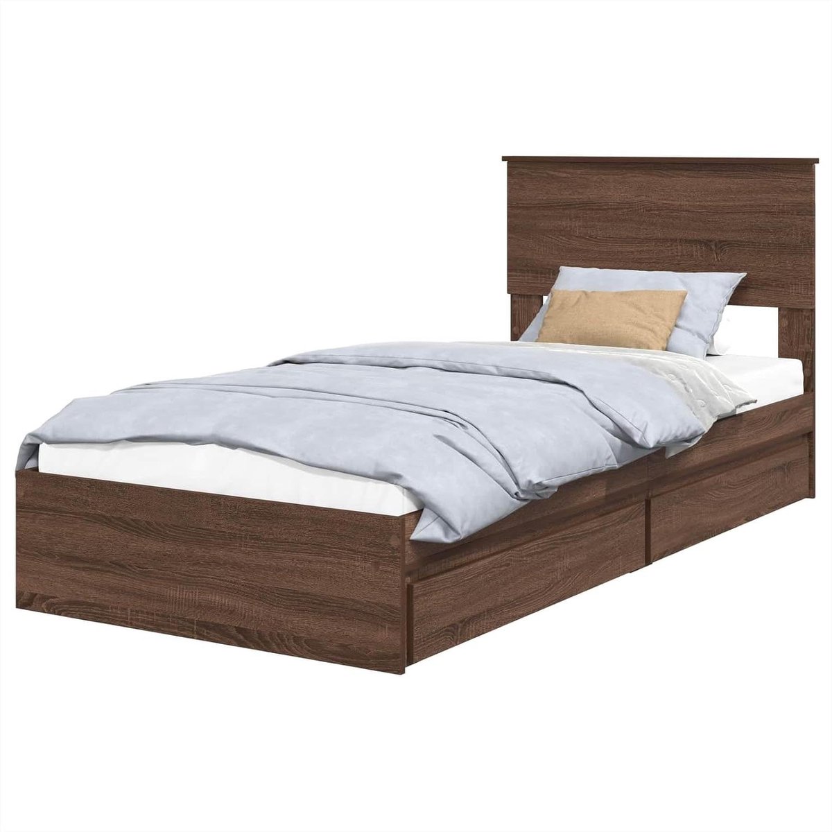 Eenpersoonsbed met lade - Opbergbed Slaapbank - Ruimte Besparen - Geïntegreerde Lade - 75 x 190 cm - Bruin Eiken