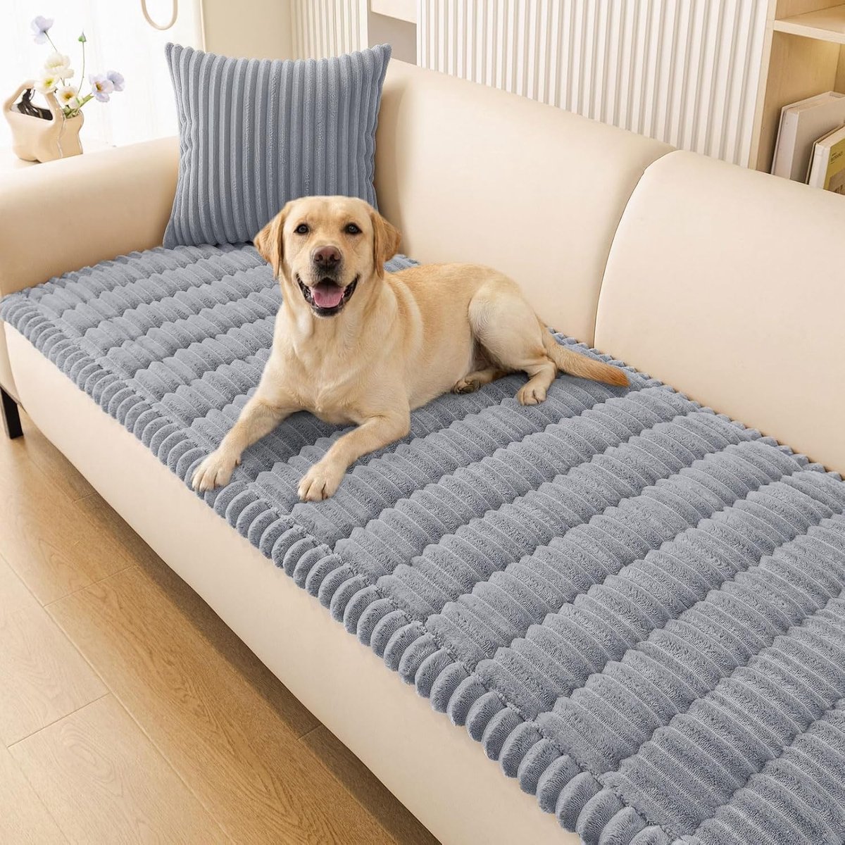SnelShoppen - Wasbare Zetelbescherming voor 2 en 3 Zits Sofa's - Dikke en Zachte Hoes - Antislip Meubelbeschermer voor Huisdieren en Kinderen - Grijs