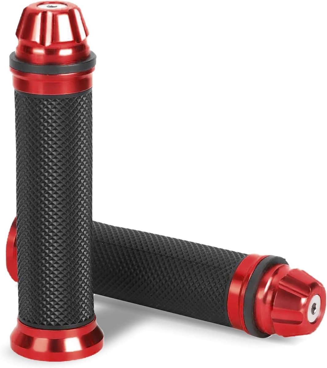 SnelShoppen - Universele Motorhandgrepen CNC Aluminium Rubberen Motorhandvatten voor 7/8" Stuur Fiets (Rood) - Comfortabele Grip en Eenvoudige Install