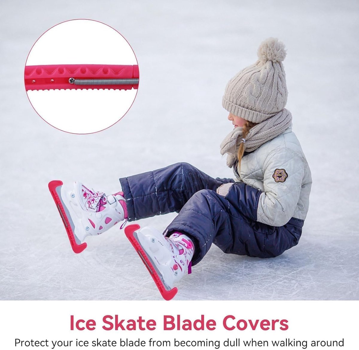 SnelShoppen - 2 Stuks Verstelbare IJs Skate Beschermhoes, IJs Hockey en Figure Skate Messen Bescherming (Roze)