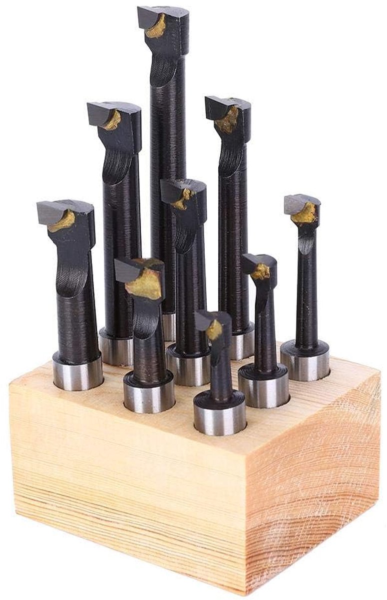 SnelShoppen - 9-delige Boorstaaf Set, F1 Type 12mm Hoogwaardig Staal CNC Draa gereedschap met Basis, Boren en Draaien, Lange Levensduur, Handzaam en D
