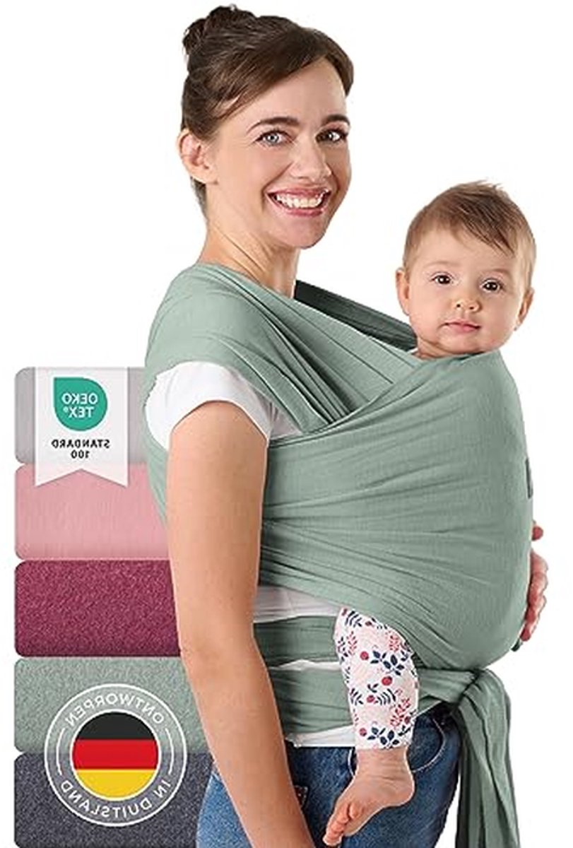 Baby draagdoek - Draagzak pasgeboren - Baby dragen - Bi-elastische stof - 510 cm lang - Groen
