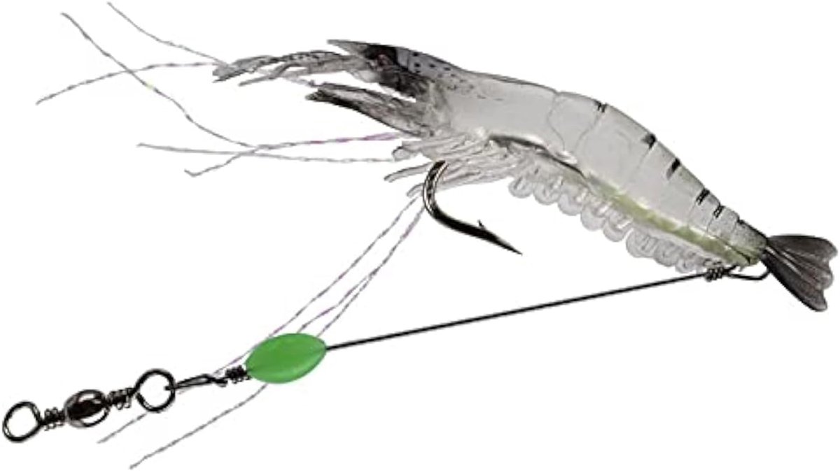 SnelShoppen - 10-delige Garnalen Aas Set Plastic Garnalen Vislures Zacht Luminous Vissersaas met scherpe Haak Vistackle