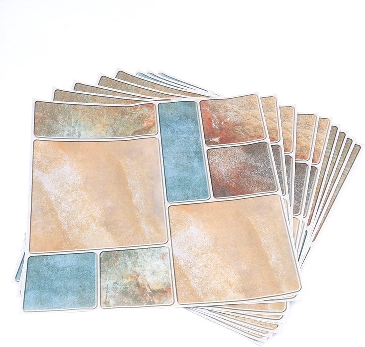 SnelShoppen - 8-delige PVC Steenstructuur Muurstickers, Waterdichte Splashback Verwijderbare Wandstickers voor Woonkamer Keuken Badkamer Decor 30x30cm