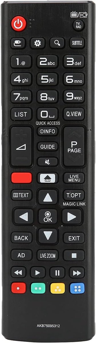 SnelShoppen - Draadloze Afstandsbediening AKB75095312 voor LCD TV - Originele, Draagbare, Eenvoudige Bediening tot 10 Meter, Ideaal bij Verlies of Bes