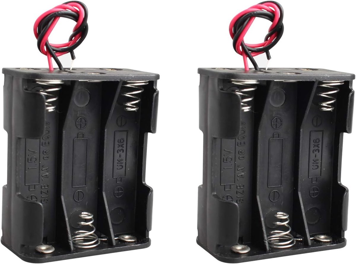 SnelShoppen - 2Pcs 9V AA 6 x 1.5V Plastic CEL Batterij Clip Houder Doos Batterij Opslag Box Dubbel Laags met Draad voor DIY Projecten
