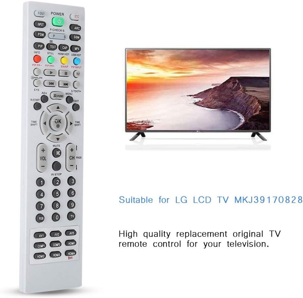SnelShoppen - Hoogwaardige afstandsbediening voor Smart TV, vervangingsservice HD Smart TV afstandsbediening voor LCD TV MKJ39170828, duurzame ABS mat