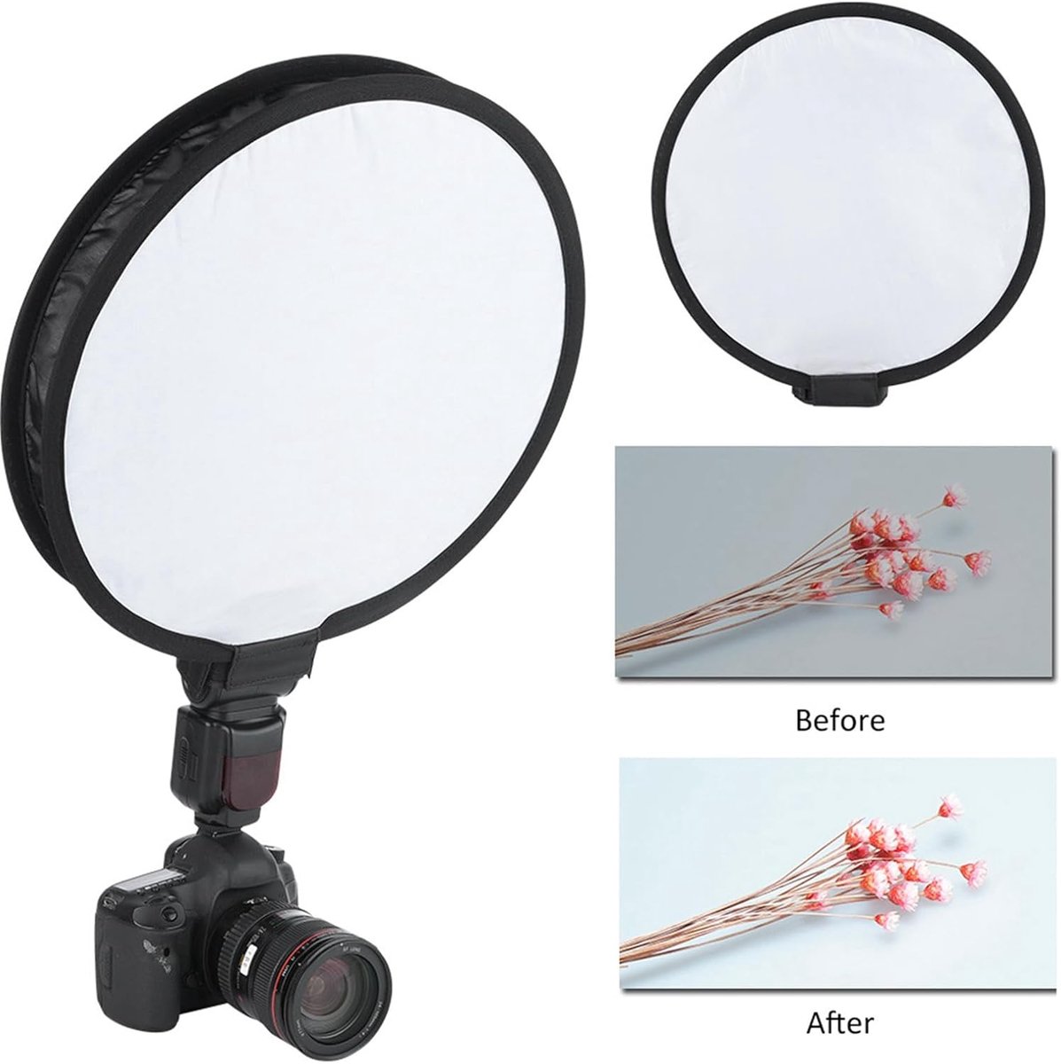 Softbox Diffuser 40cm Portable Foldable Round Shape Speedlite Softbox Diffuser for Camera Flash Light with a Storage - ShopVlot