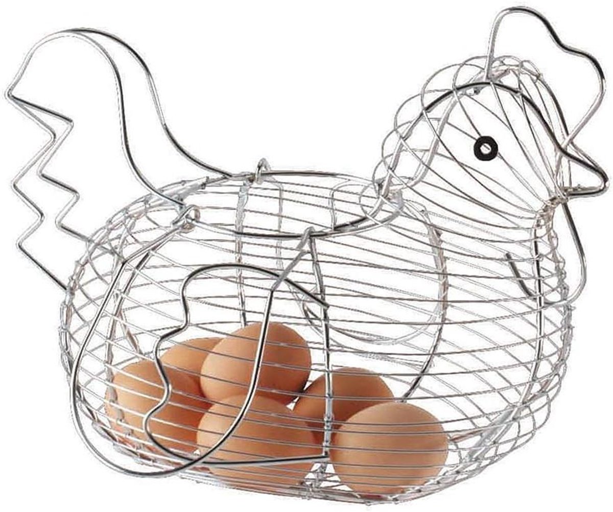 Eiermand Kip - Met Handvat - Keuken Opbergen - Klassieke Eierhouder - Voor 24 Eieren - Zilver