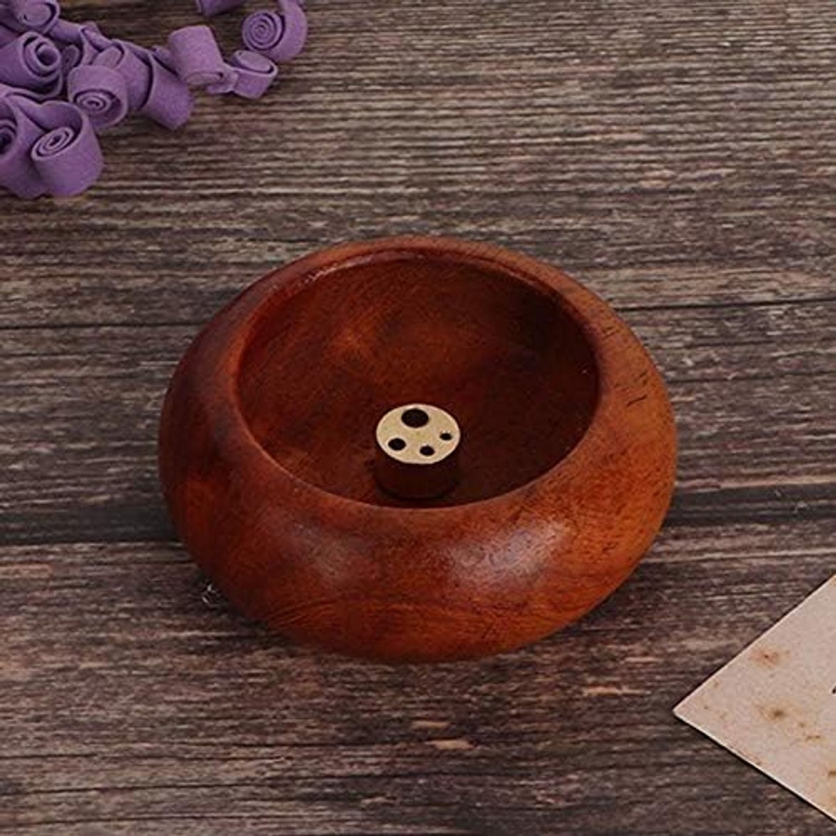 SnelShoppen - Sleutelhanger Vormen Incense Tray Vietnamese Mini Wierookstokjes Boeddhistische Benodigdheden Komvormige Wierookhouder 2.36 Inch Rozenho