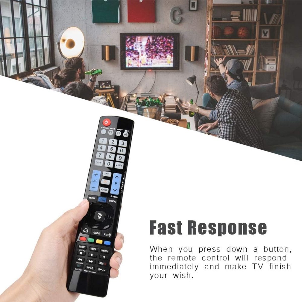 SnelShoppen - Universele Afstandsbediening voor Televisies, Grote Knoppen, Multifunctionele Slimme TV Afstandsbediening voor Vervanging AKB73615309, G