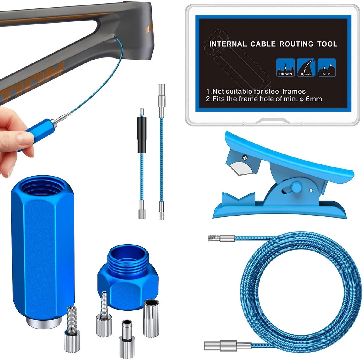 SnelShoppen - Intern Kabeldoorvoerset incl. Hydraulische Snijder voor 4-5.5mm Kabels, Hydraulische Lijnen, Di2 E-tubes & SD300 Kabels - Voor Carbon, T