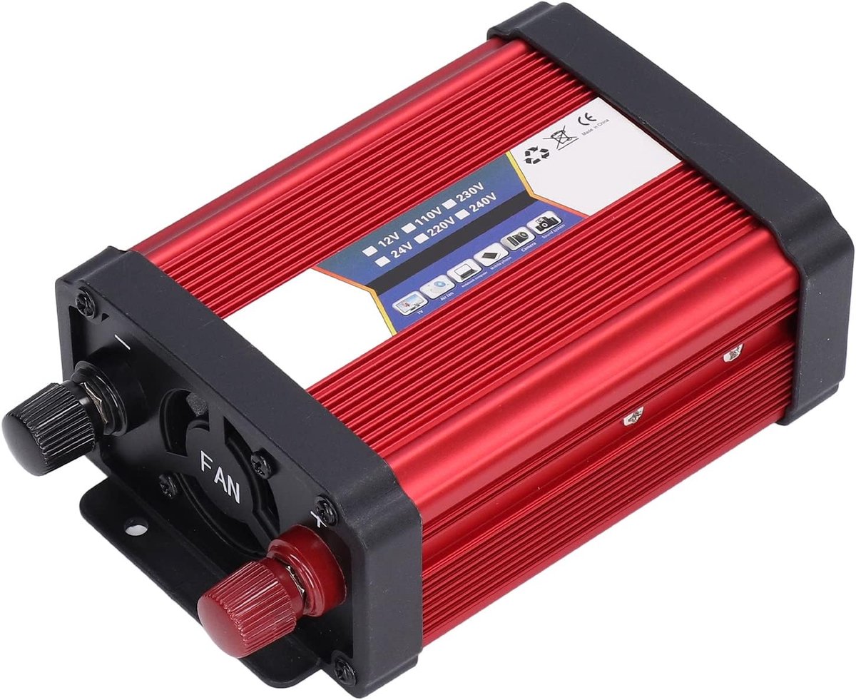 SnelShoppen - 1000W Auto Inverter, Duurzaam Geoptimaliseerd, Gemodificeerde Sinusgolf, Voor Auto, Aluminium Legering, 12V naar 220V, Perfect voor Camp