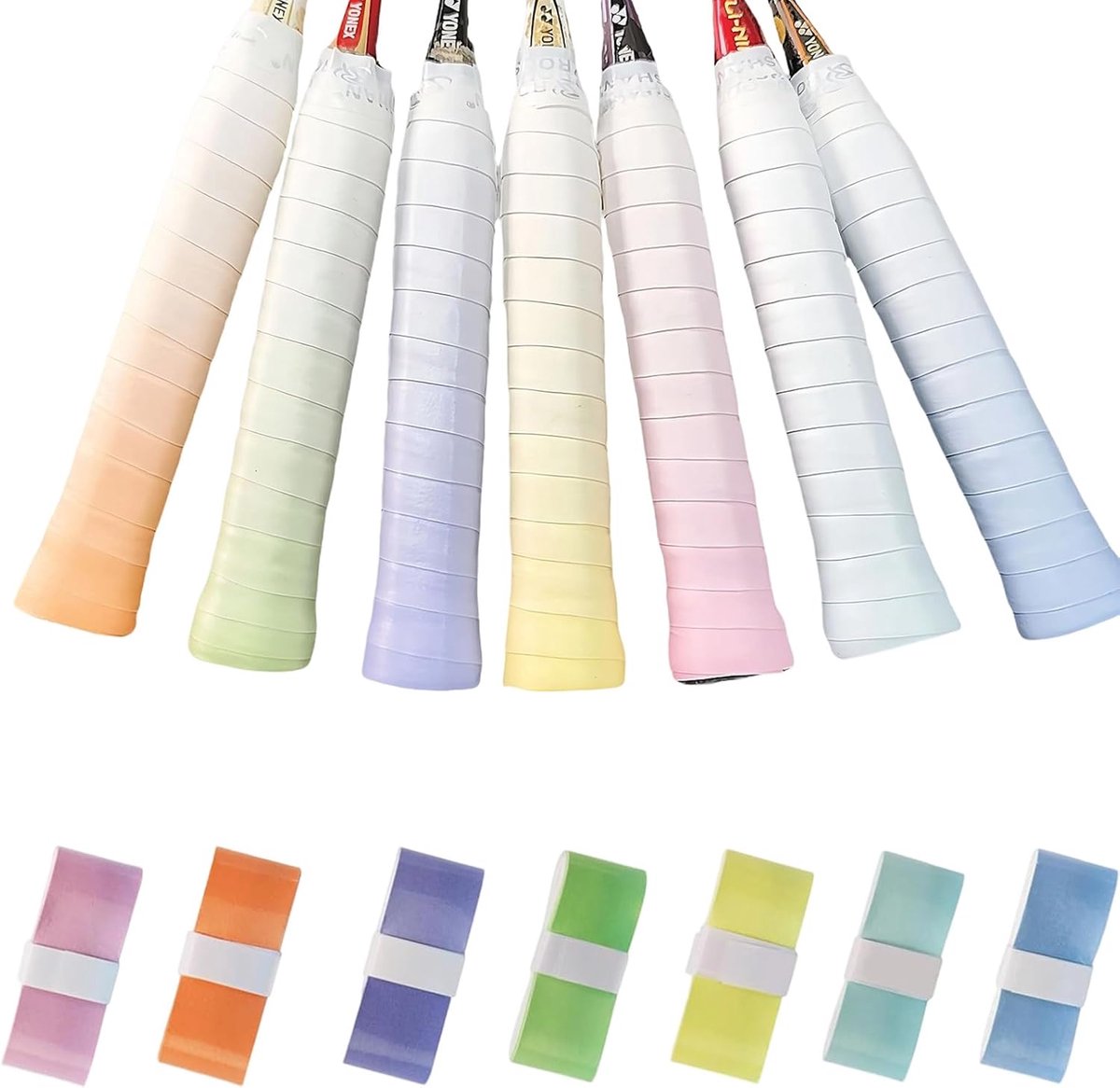 7 Pieces Grip Band Tennis Rackets Self Adhesive Grip Band Badminton Rackets Non-Slip Badminton Rackets Colour Gradient - ShopVlot