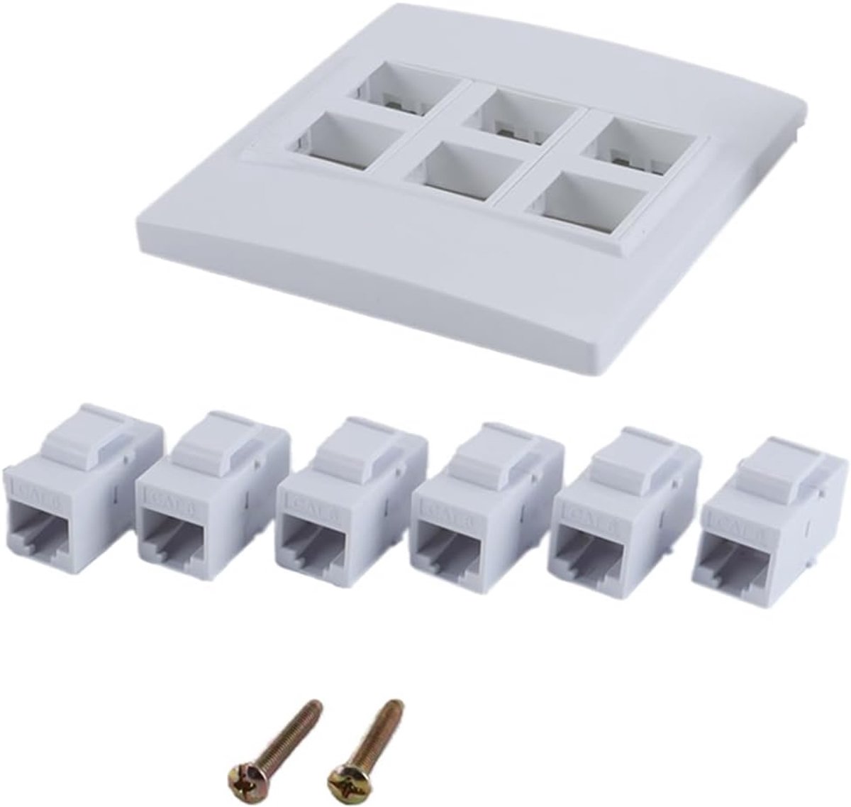6-poorts CAT6 Ethernet wandcontactdoos - witte ABS - vrouwelijke verbinding - perfect voor netwerken - ShopVlot